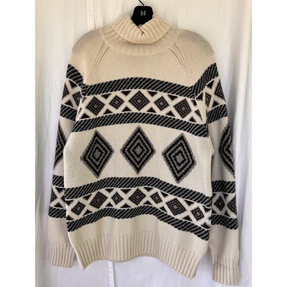 Brunello Cucinelli Ethnic Jacquard Turtleneck Sweater Fair Isle Roll Neck IT 50 - Picture 9 of 16